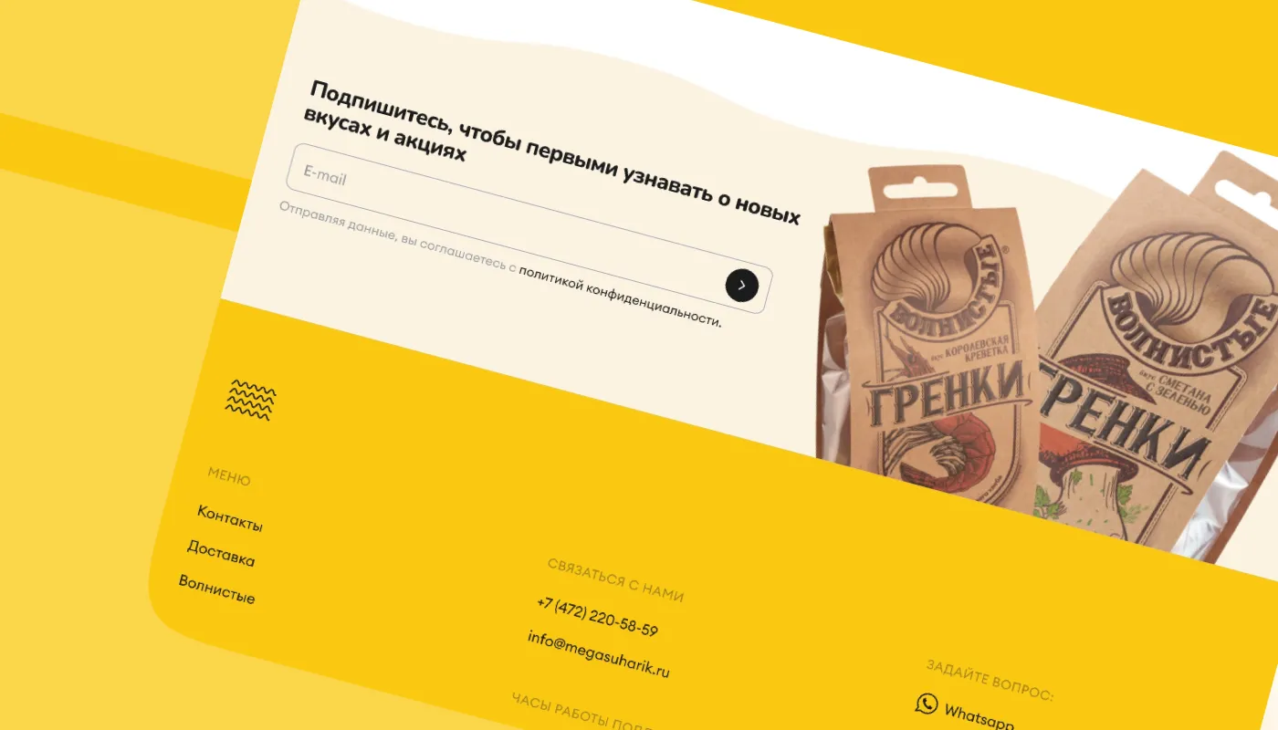 Разработанная страница с возможностью подписаться на обновления