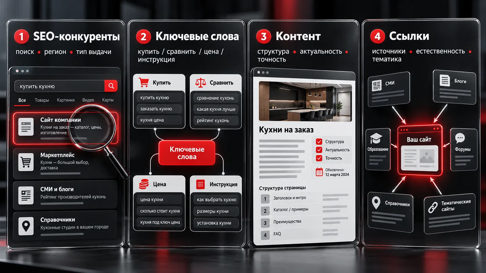 Анализ конкурентов в SEO — исследование ключевых слов, контента, ссылочного профиля и слабых мест лидеров поисковой выдачи
