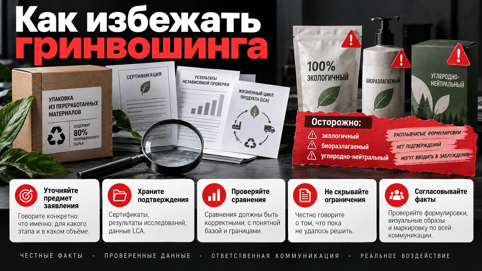 Как избежать гринвошинга в маркетинге и сохранить доверие клиентов с помощью проверяемых экологических обещаний Этический маркетинг и гринвошинг — проверка экологических заявлений, сертификатов, ограничений и доказательств перед запуском рекламы