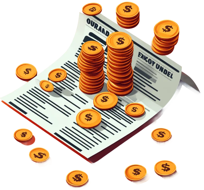 Россыпь монет на листе бумаги