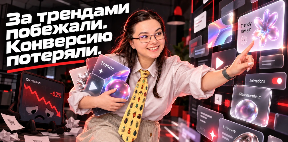 Тренды веб дизайна 2026 - современные визуальные решения сайта и риск снижения конверсии при погоне за модными эффектами