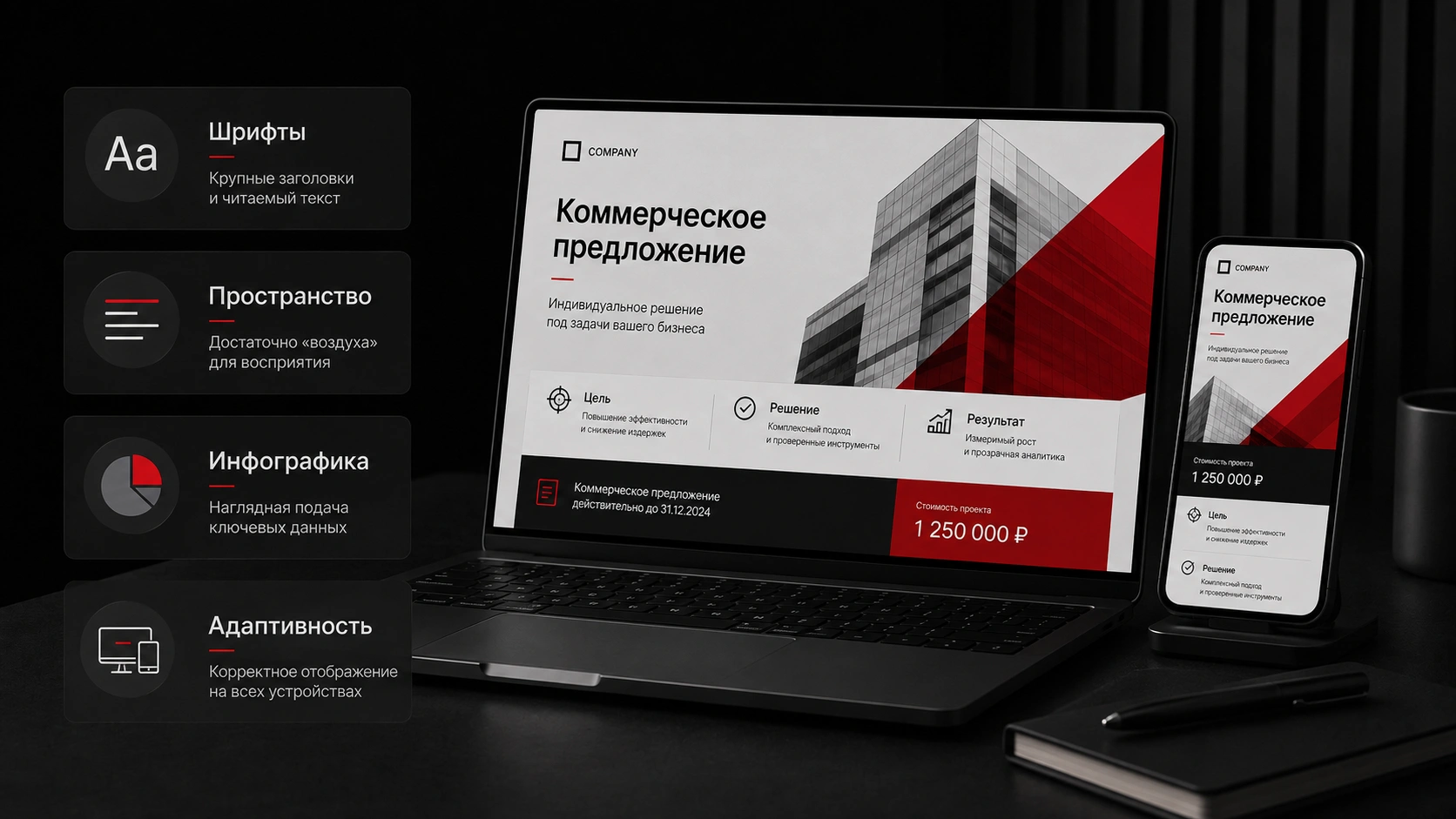 Как оформить коммерческое предложение для бизнеса с акцентом на дизайн и удобство восприятия Дизайн коммерческого предложения с визуальной иерархией, инфографикой, адаптивной версткой и понятной структурой
