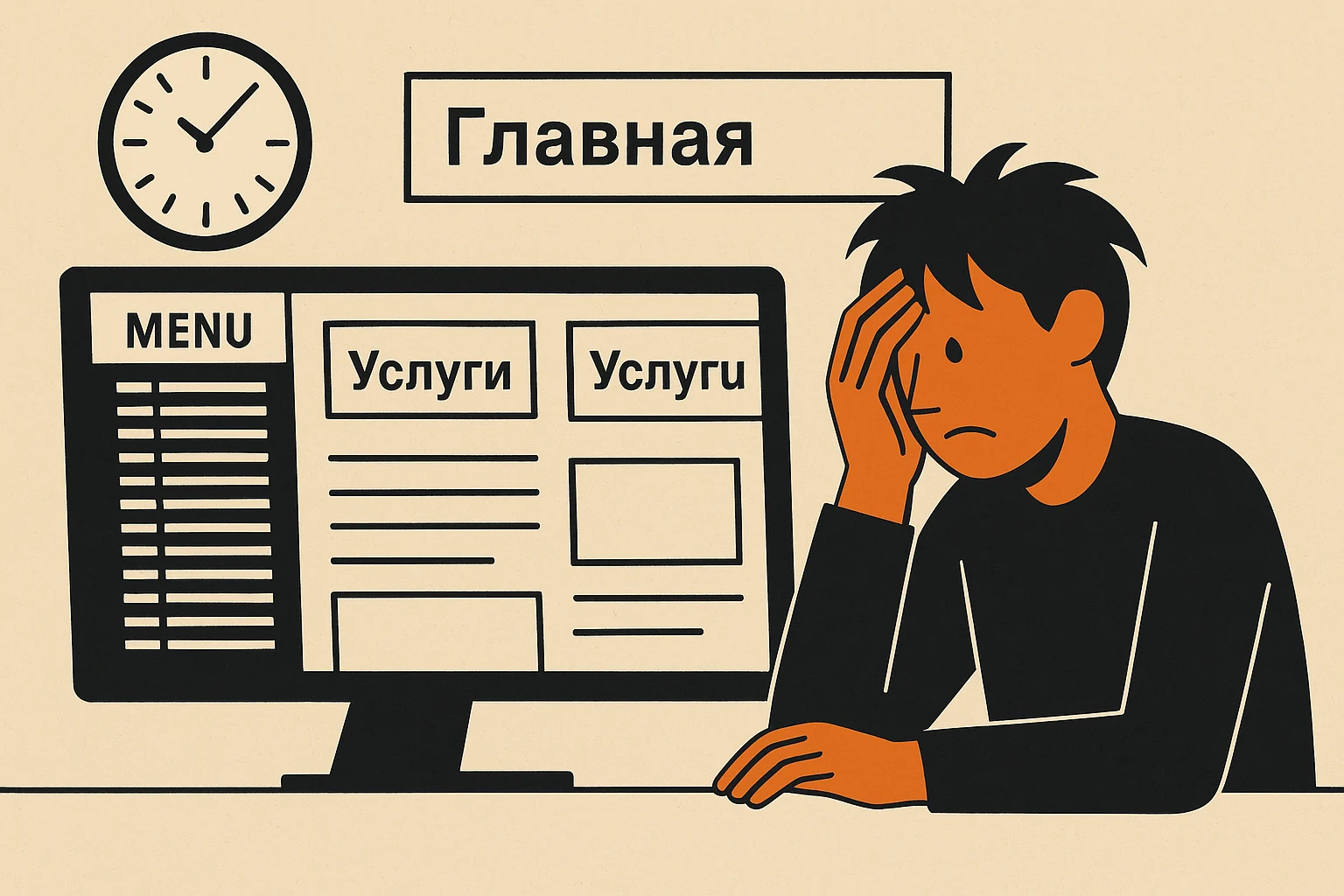 Структура сайта-частые ошибки при навигации и оформлении главной страницы Пользователь запутался в навигации из-за перегруженного и непонятного меню сайта