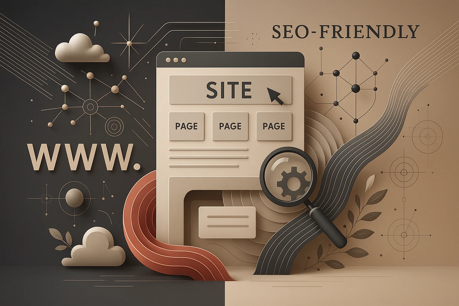 Структура сайта, как правильно выстроить страницы для SEO и удобства пользователей Структура сайта как схема с иконками и графиками роста