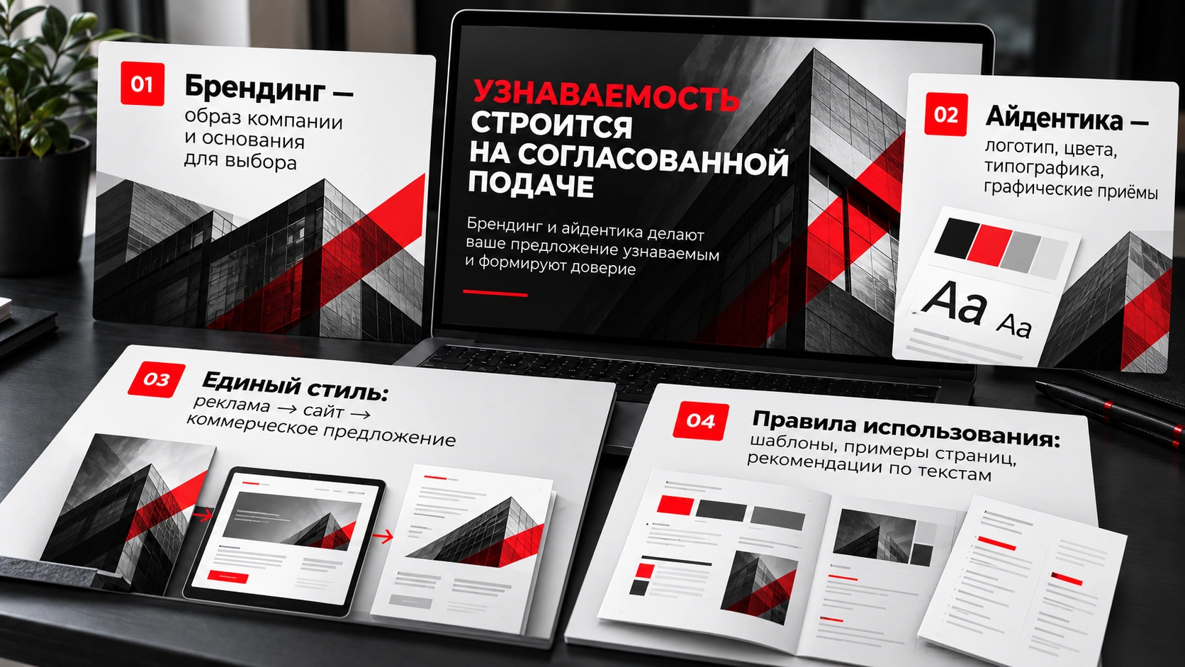 Комплексный маркетинг для брендов - брендинг и айдентика, единый визуальный стиль, сайт и коммерческие материалы в общей системе
