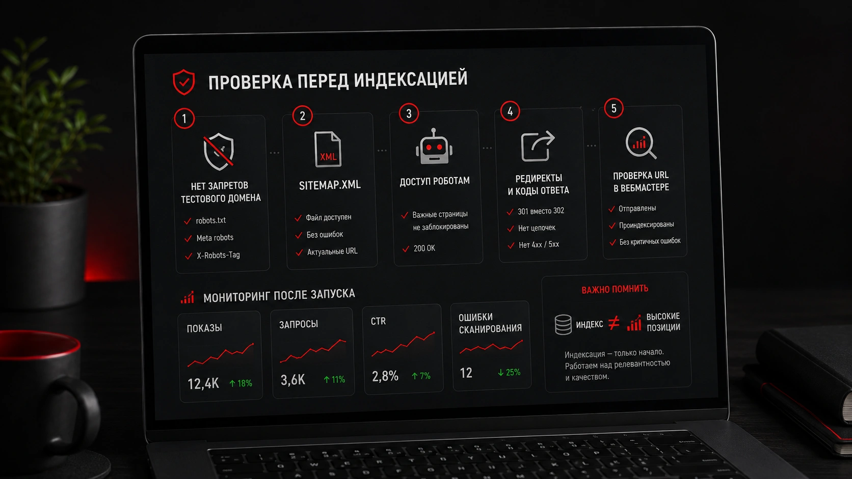 Что проверить перед запуском сайта для индексации и SEO-продвижения в поисковых сервисах SEO-проверка сайта перед индексацией - sitemap.xml, robots.txt, редиректы, доступ роботов и контроль URL.