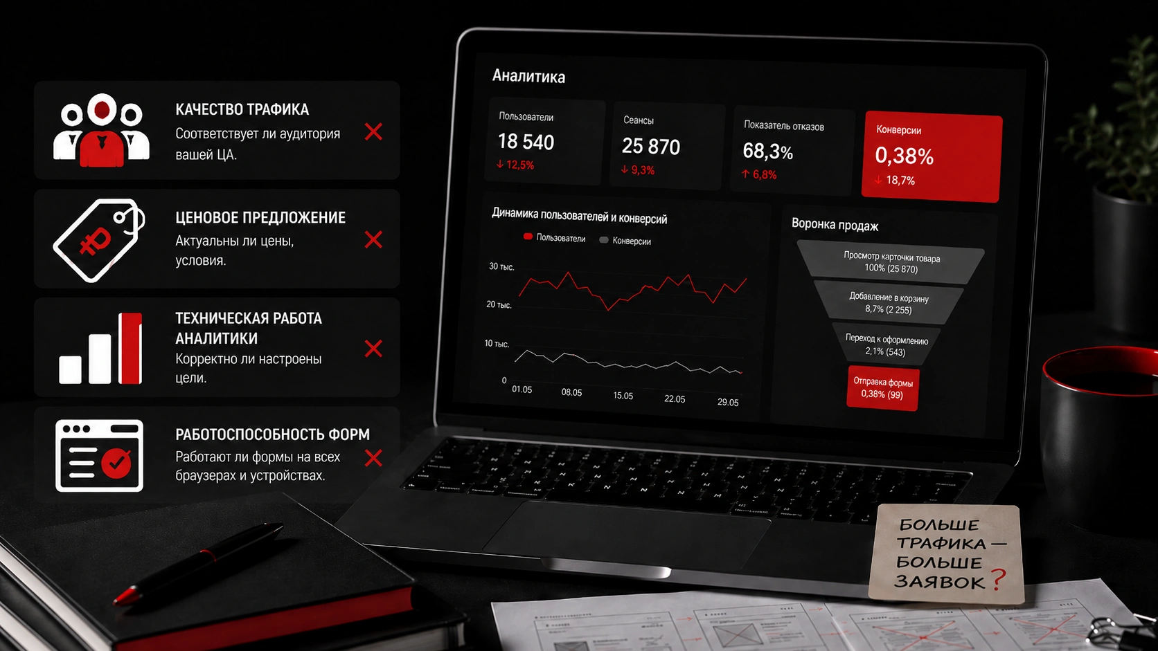 Редизайн сайта при низкой конверсии и росте трафика Аналитика трафика и конверсии как признак, что сайту нужен редизайн