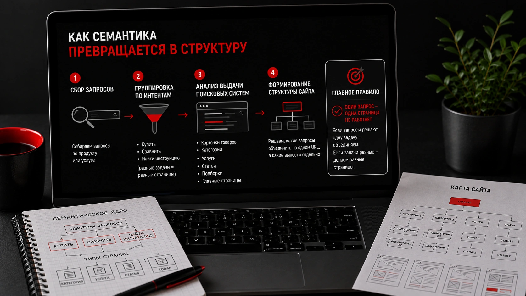 Как превратить семантику в структуру сайта и заложить SEO до разработки и запуска Семантическое ядро и структура сайта для SEO-продвижения - группировка запросов, интенты и карта страниц
