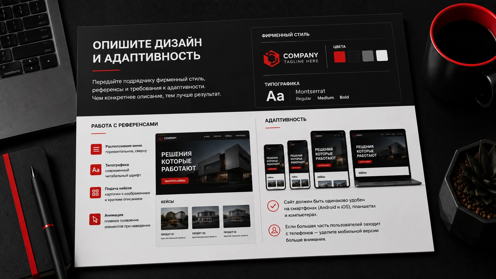 Как описать дизайн сайта в техническом задании и задать требования к адаптивной верстке Дизайн и адаптивность в ТЗ на разработку сайта - фирменный стиль, референсы и мобильная версия