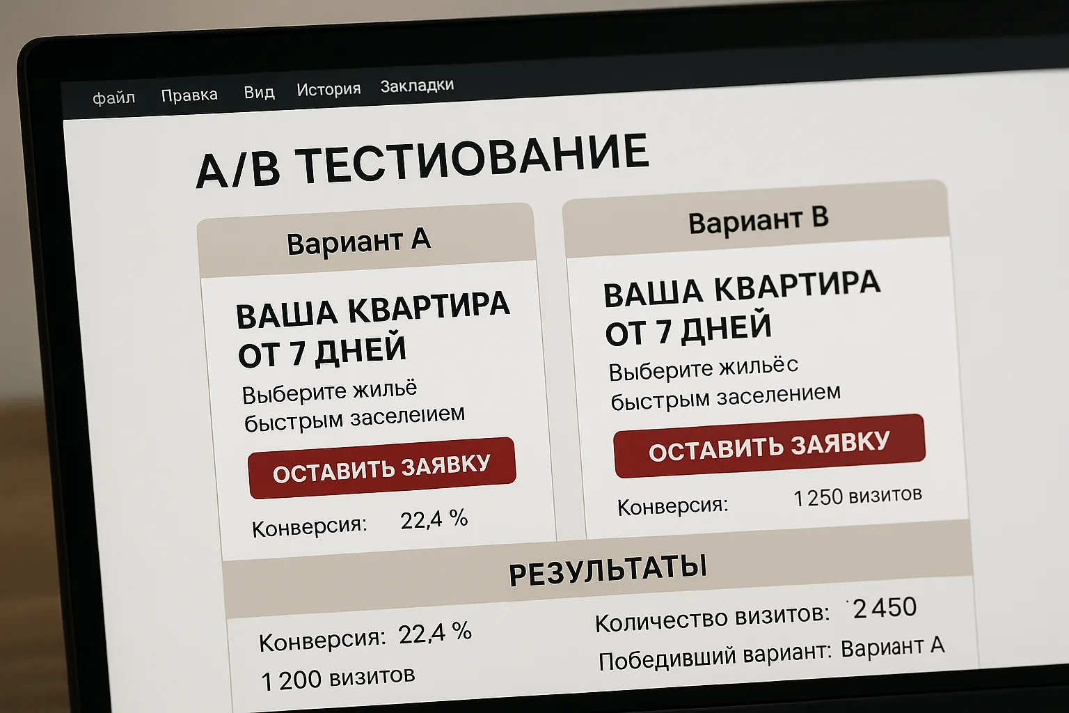 A/B тестирование ключевых элементов лендинга