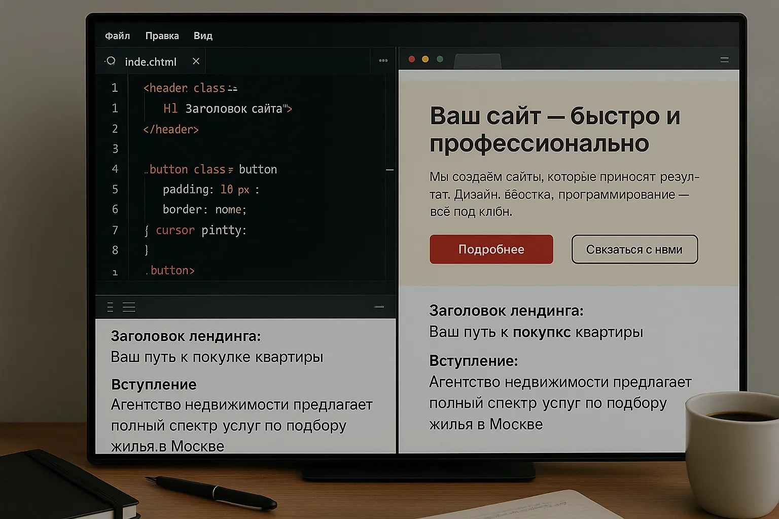 Frontend-разработка и верстка лендинга