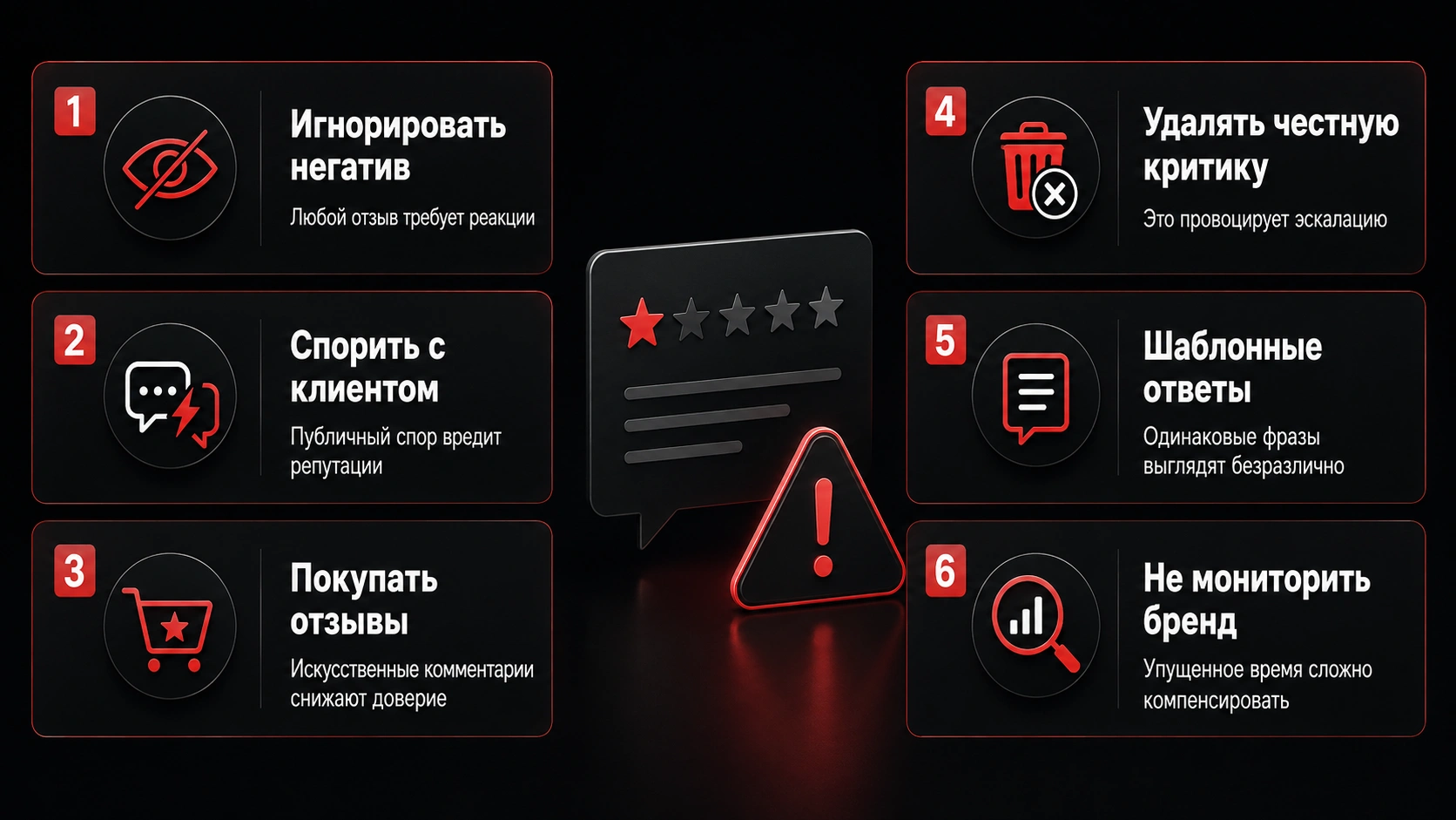 Ошибки при работе с негативными отзывами и управлении репутацией компании Ошибки компаний при работе с негативными отзывами, которые ухудшают репутацию и снижают эффективность SERM