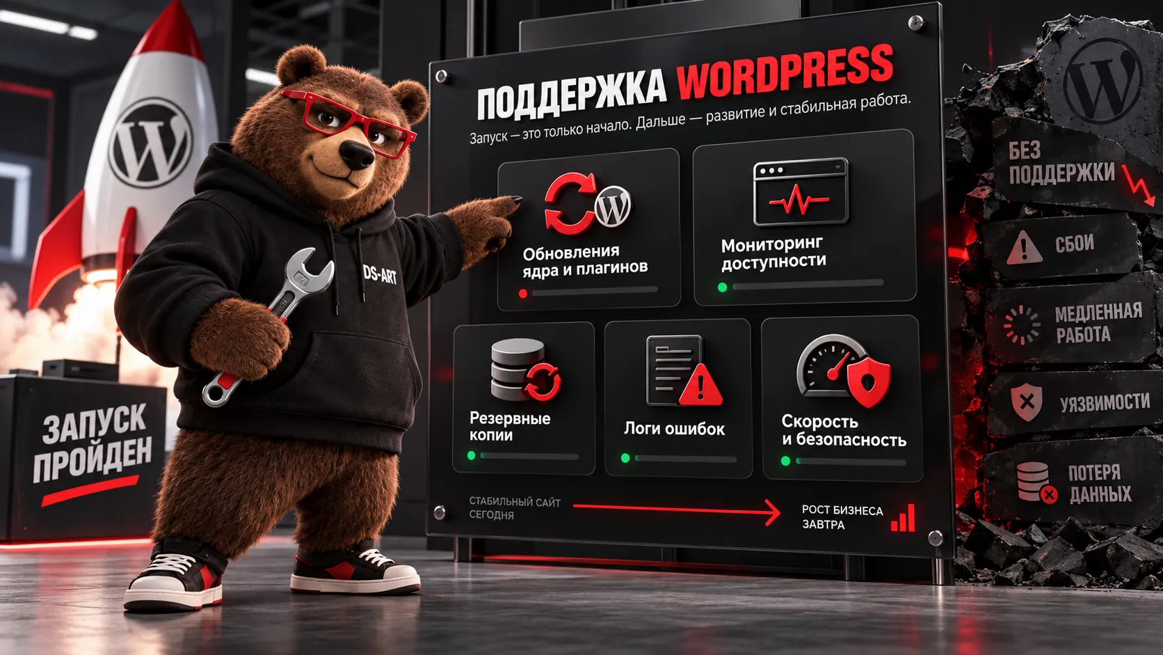 Безопасная разработка WordPress через Git, staging, QA, резервные копии и мониторинг рабочего сайта
