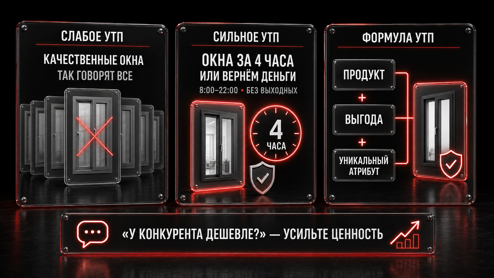 Создание сильного УТП: сравнение слабого и эффективного предложения