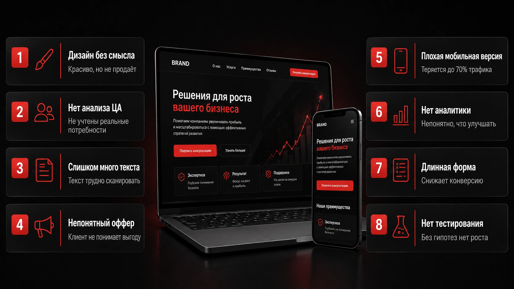 Ошибки при разработке лендинга и снижении конверсии Почему лендинг не приносит заявки после запуска рекламы