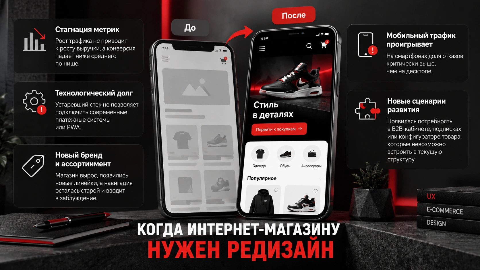 Когда интернет-магазину нужен редизайн - стагнация метрик, технологический долг, проблемы мобильной версии и новые сценарии