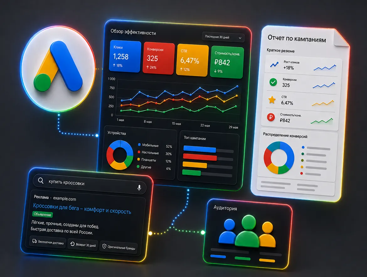 Цена настройки и первого месяца ведения Google Ads