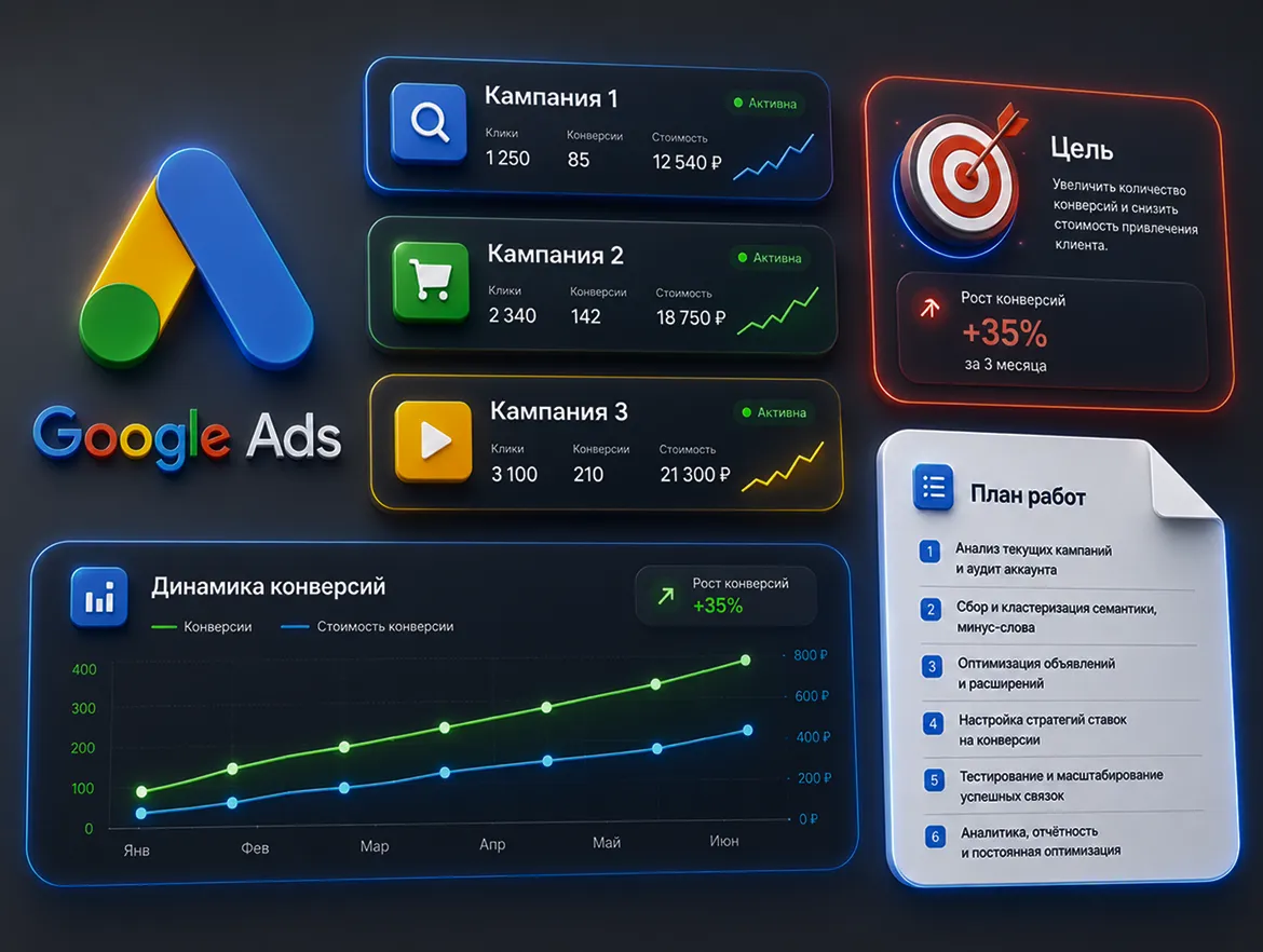 Стоимость комплексного ведения и анализа рекламы в Google Ads